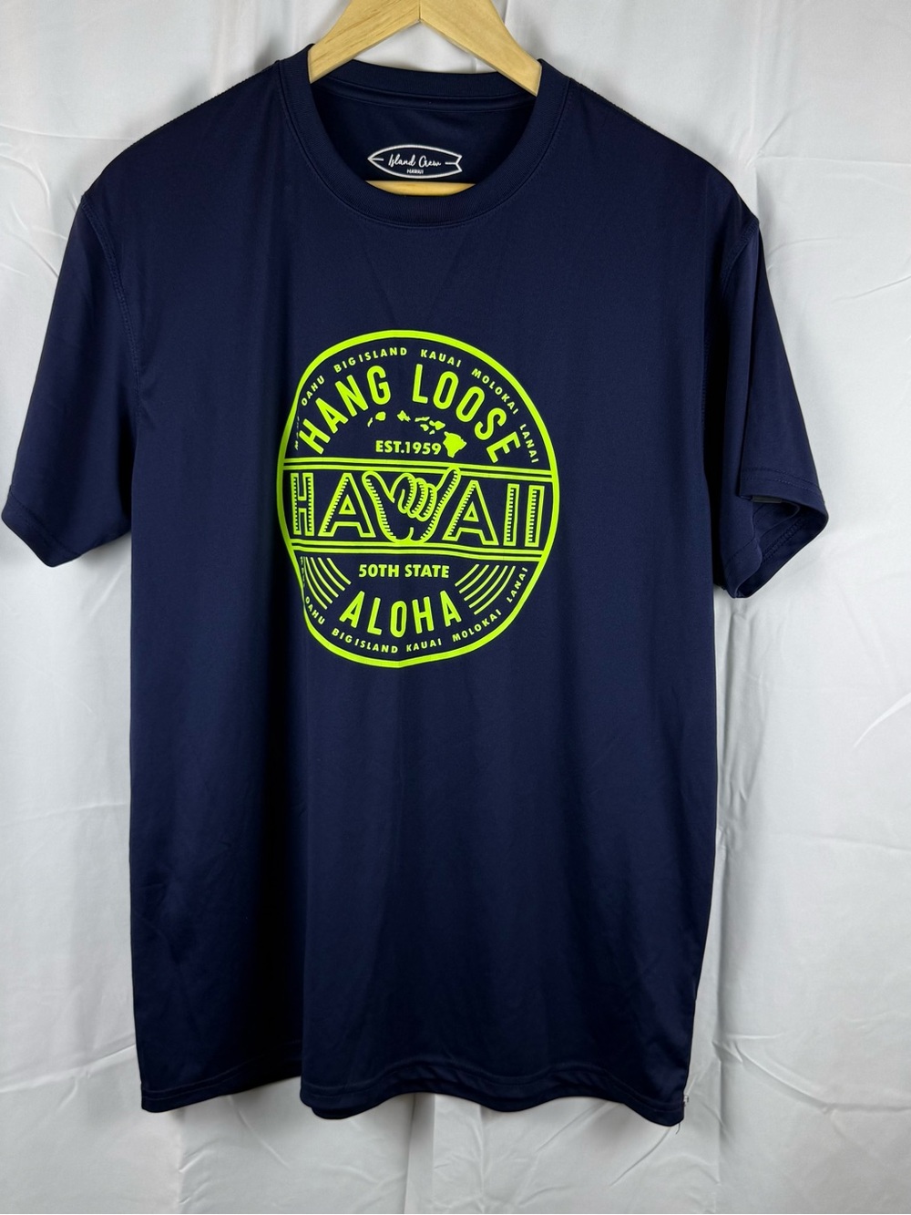 Island Crew Hawaii Hang Loose Aloha Graphic Tee Navy XL